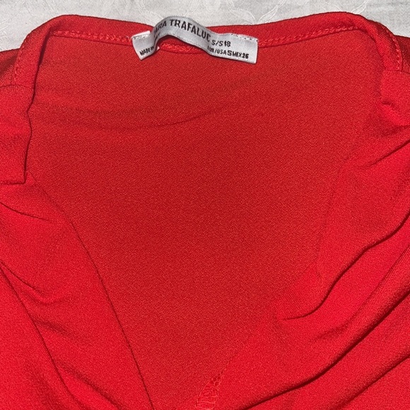Zara Deep V Draped Front Bodysuit Blouse Top Size S - Picture 9 of 10